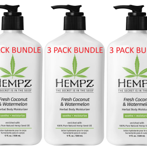 3-Pack Bundle | Hempz Herbal Moisturizer | 17 fl oz | Fresh Coconut & Watermelon